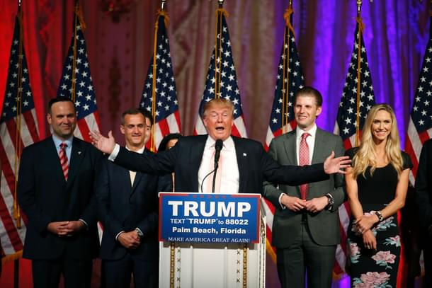 Trump addressing a public gathering in Palm Beach, Florida. (RHONA WISE/AFP/GettyImages)